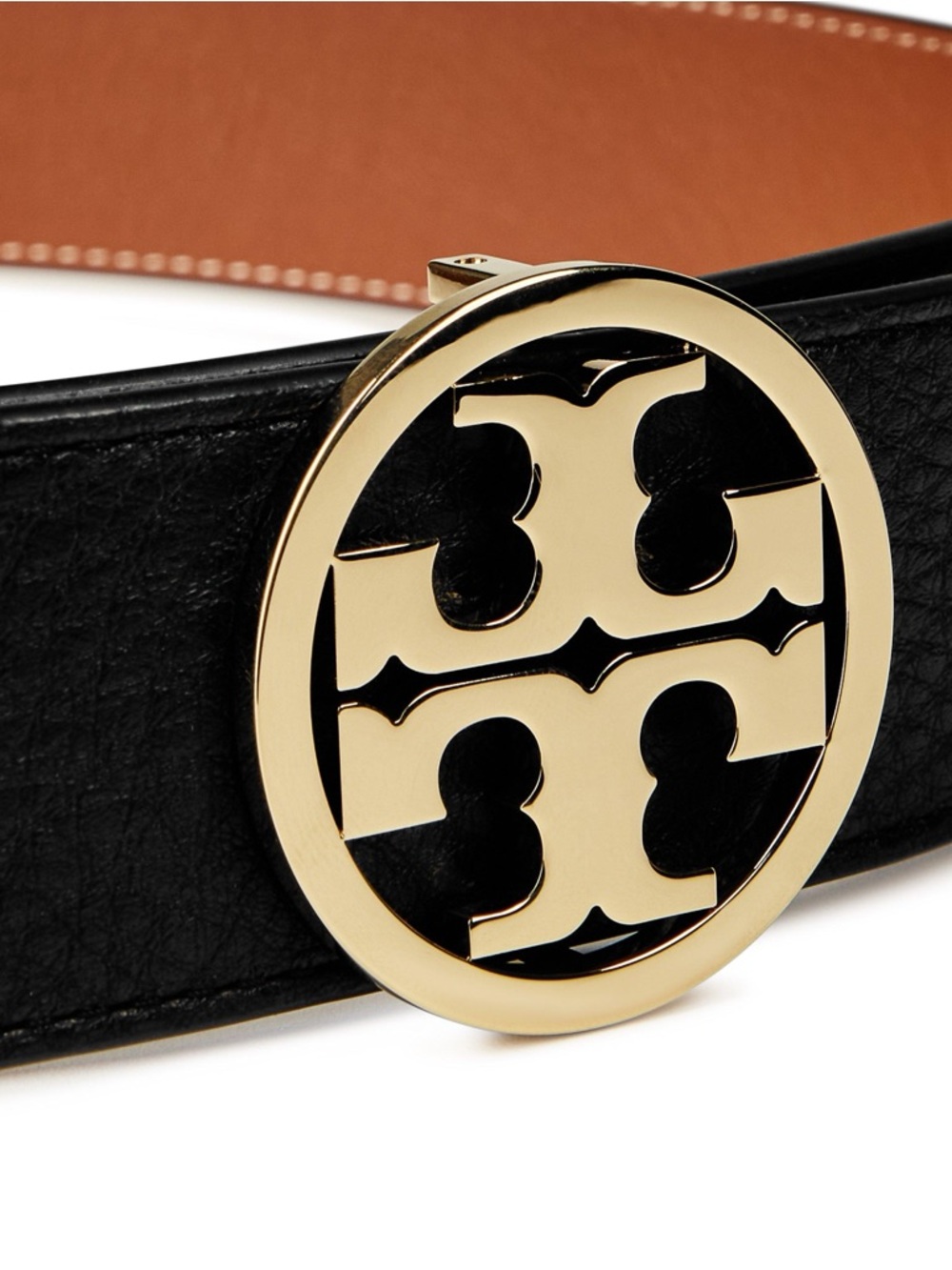 Women's Miller Logo Reversible Leather Belt | Black | Classic Cuoio / Gold | S